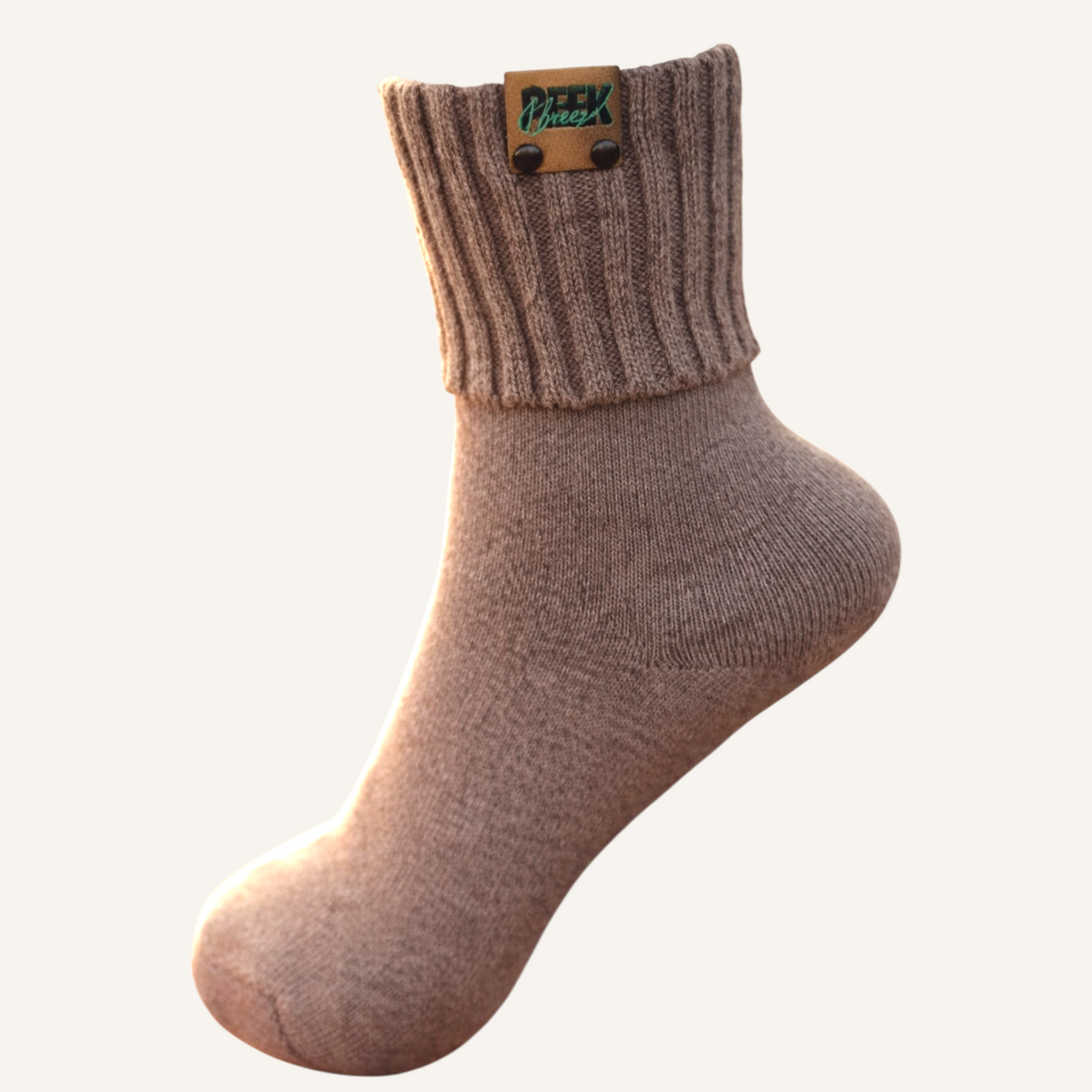 Sand beige cozy ribbed crew socks by Peek Breeze