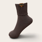 Dark chocolate cozy ribbed crew socks by Peek Breeze