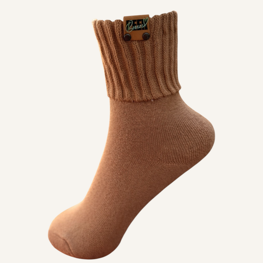 Caramel cozy ribbed crew socks by Peek Breeze