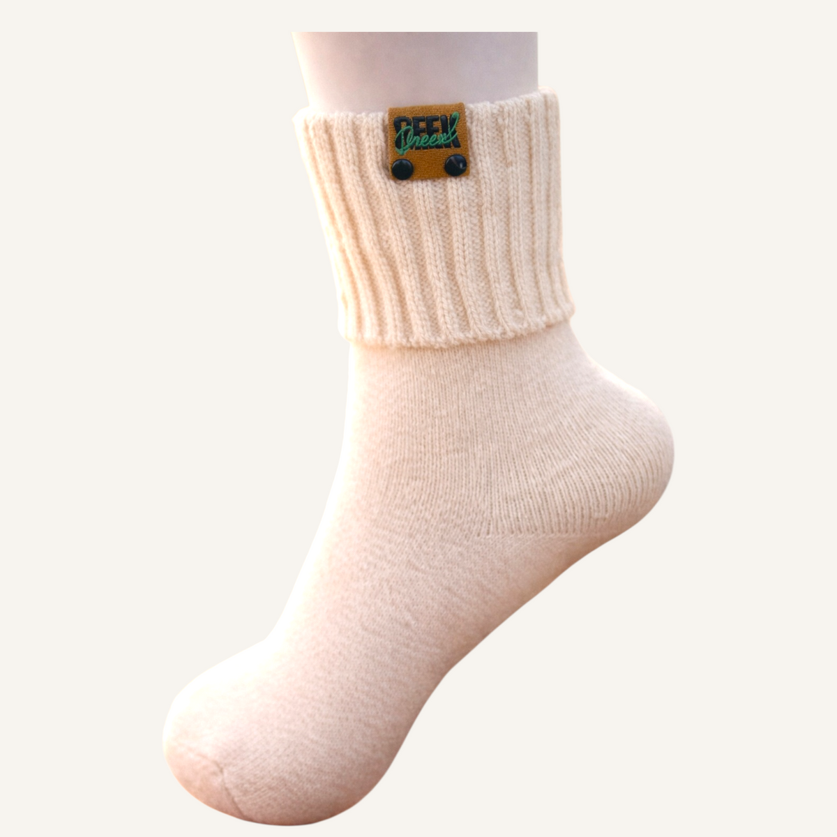 Ivory cozy ribbed crew socks by Peek Breeze