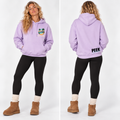 Lilac Aloha hoodie by Peek Breeze, front and back view