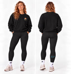 Black ROAM crewneck by Peek Breeze, front and back view
