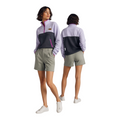 Ibiza half-zip fleece pullover in lilac and navy, front and back view