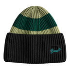 Haven ribbed knit beanie in black and forest green