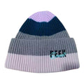 Ibiza ribbed knit beanie in lilac, gray and navy