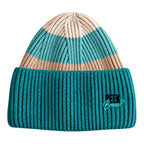 Oasis ribbed knit beanie in turquoise and green