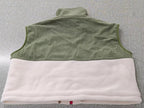 Back view of the Cedar vest in khaki corduroy and ivory fleece
