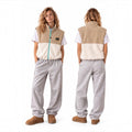 Oasis full-zip vest in beige corduroy and ivory fleece, front and back view
